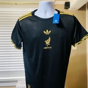 Black and Gold Mexico Jersey size S,M,L,XL,2XL,3XL,4XL